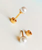 Aros Perlas tuerca tapa de seguridad chapados en oro 18kl - Miniatura 4