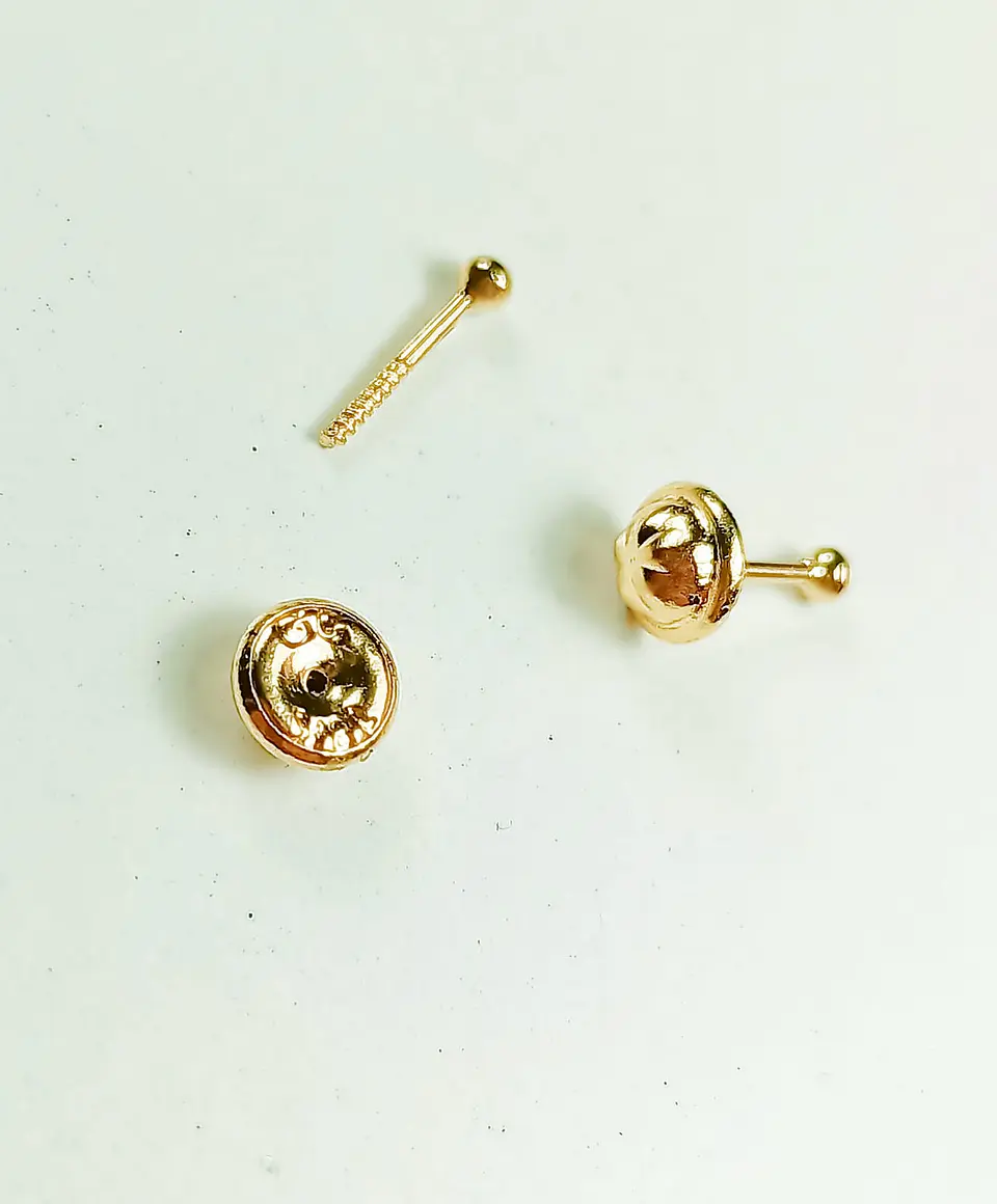 Aros punto esfera tuerca oro solido 18k tapa seguridad  7