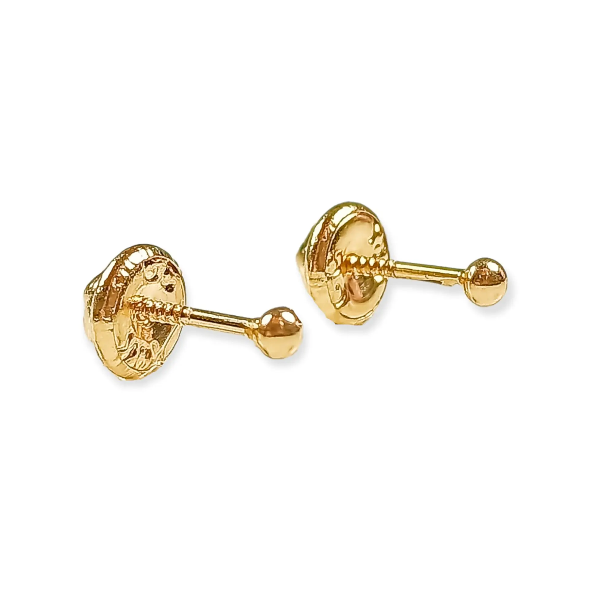 Aros punto esfera tuerca oro solido 18k tapa seguridad  1
