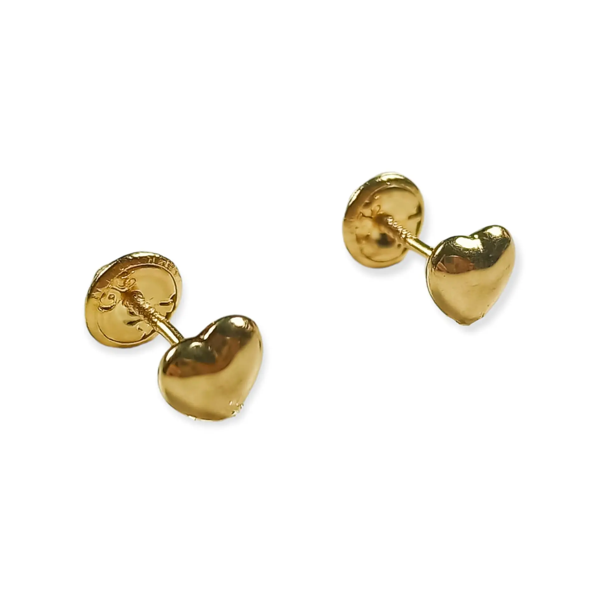 Aros piercing helix punto corazon tuerca oro 18k tapa seguridad bebe 4