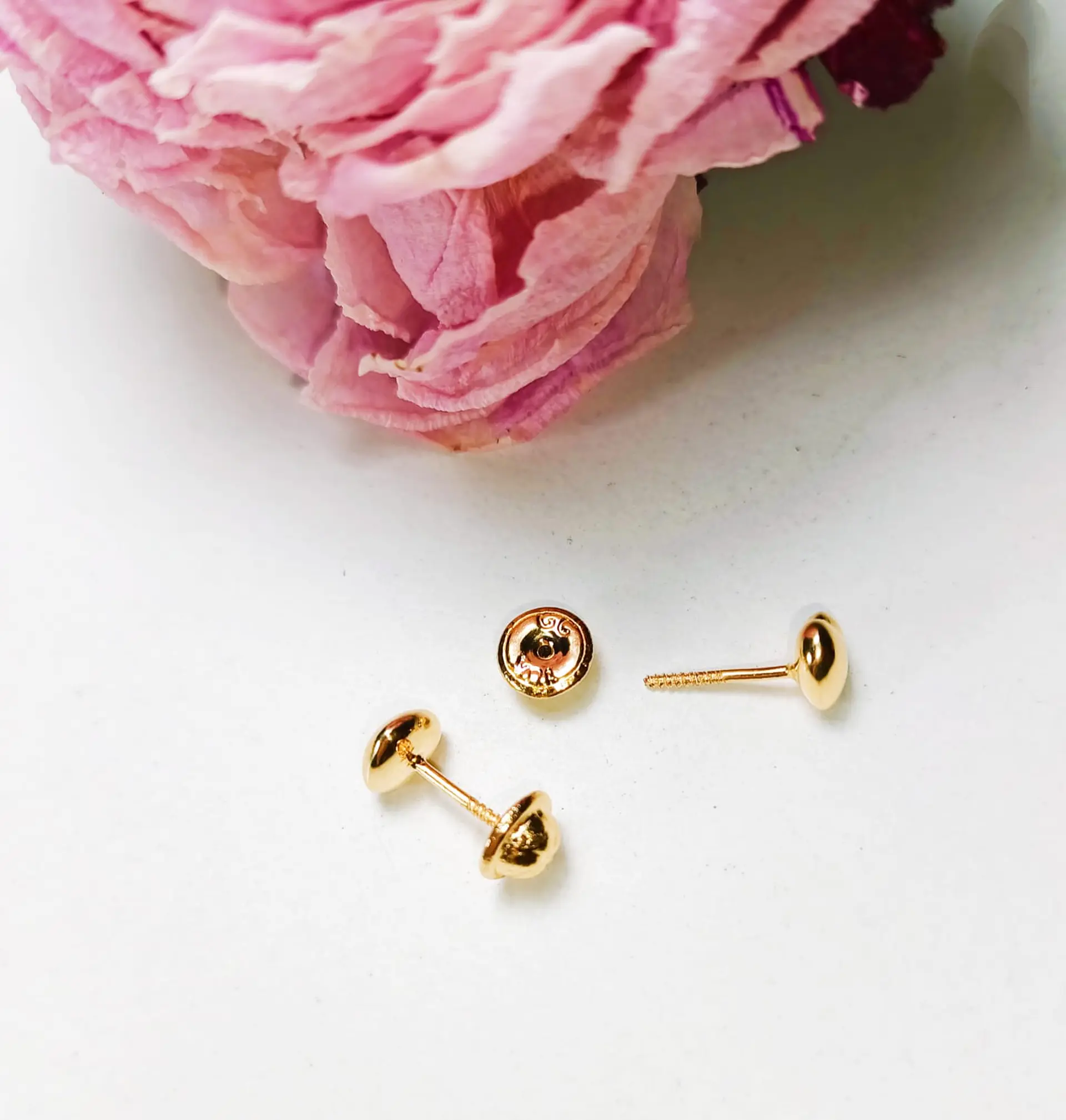 Aros piercing helix punto corazon tuerca oro 18k tapa seguridad bebe 5