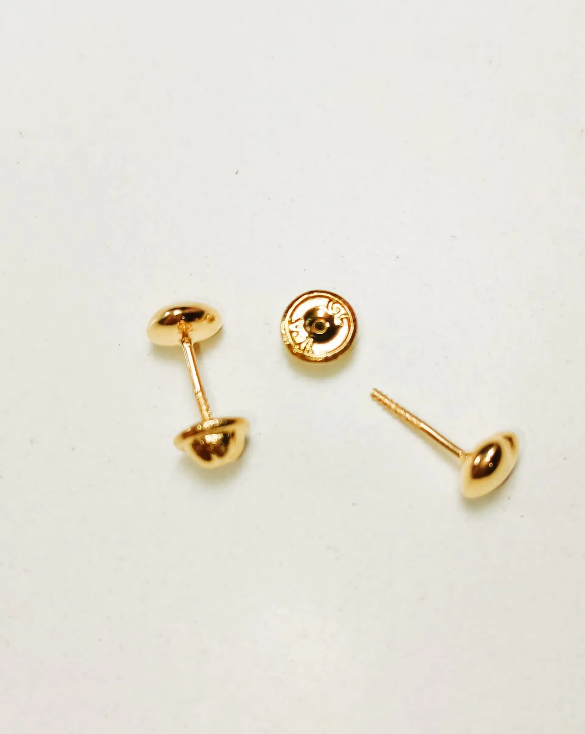 Aros piercing helix punto corazon tuerca oro 18k tapa seguridad bebe 6