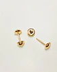 Aros piercing helix punto corazon tuerca oro 18k tapa seguridad bebe - Miniatura 6