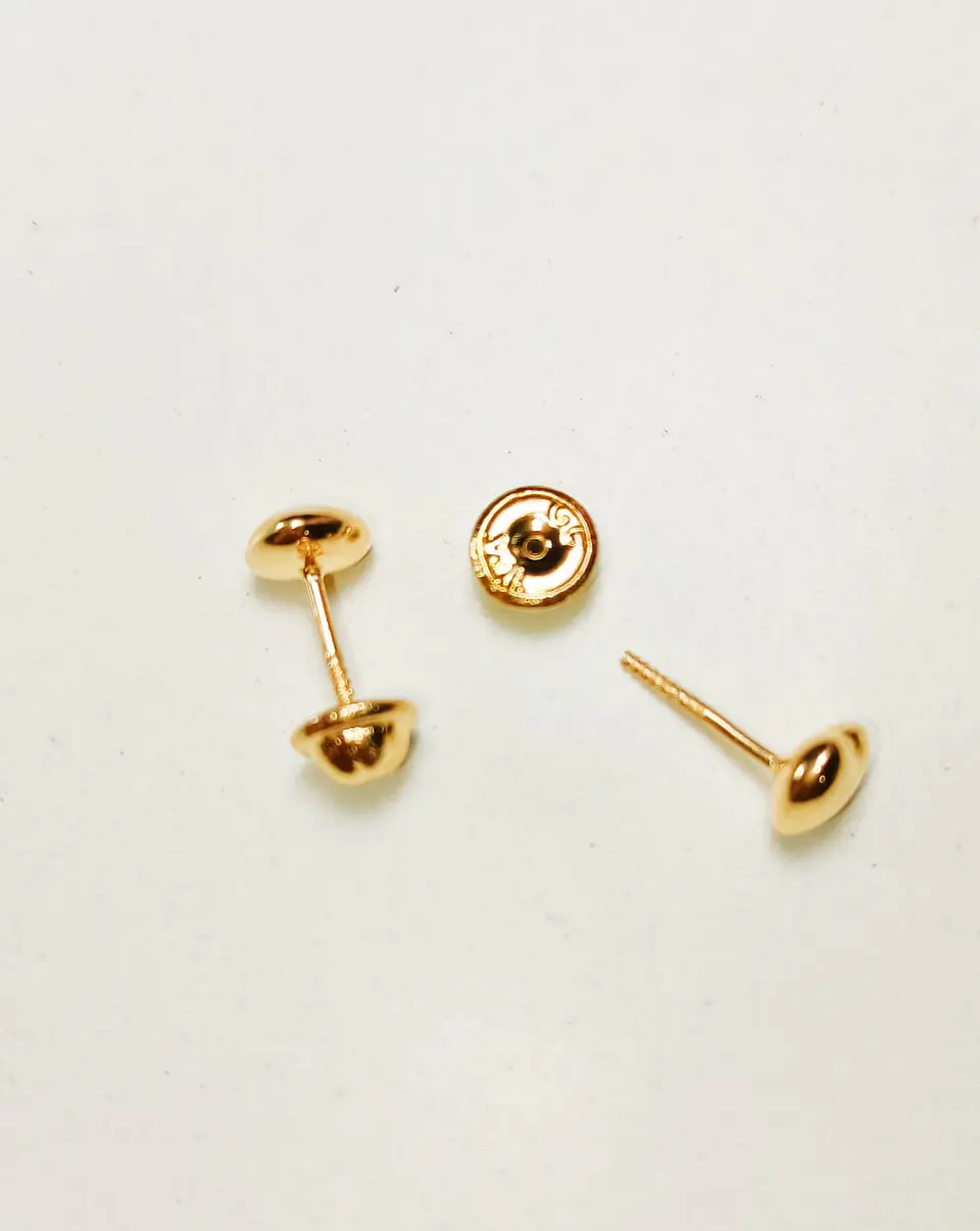 Aros piercing helix punto corazon tuerca oro 18k tapa seguridad bebe 6