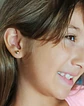 Aros piercing helix punto corazon tuerca oro 18k tapa seguridad bebe - Miniatura 3
