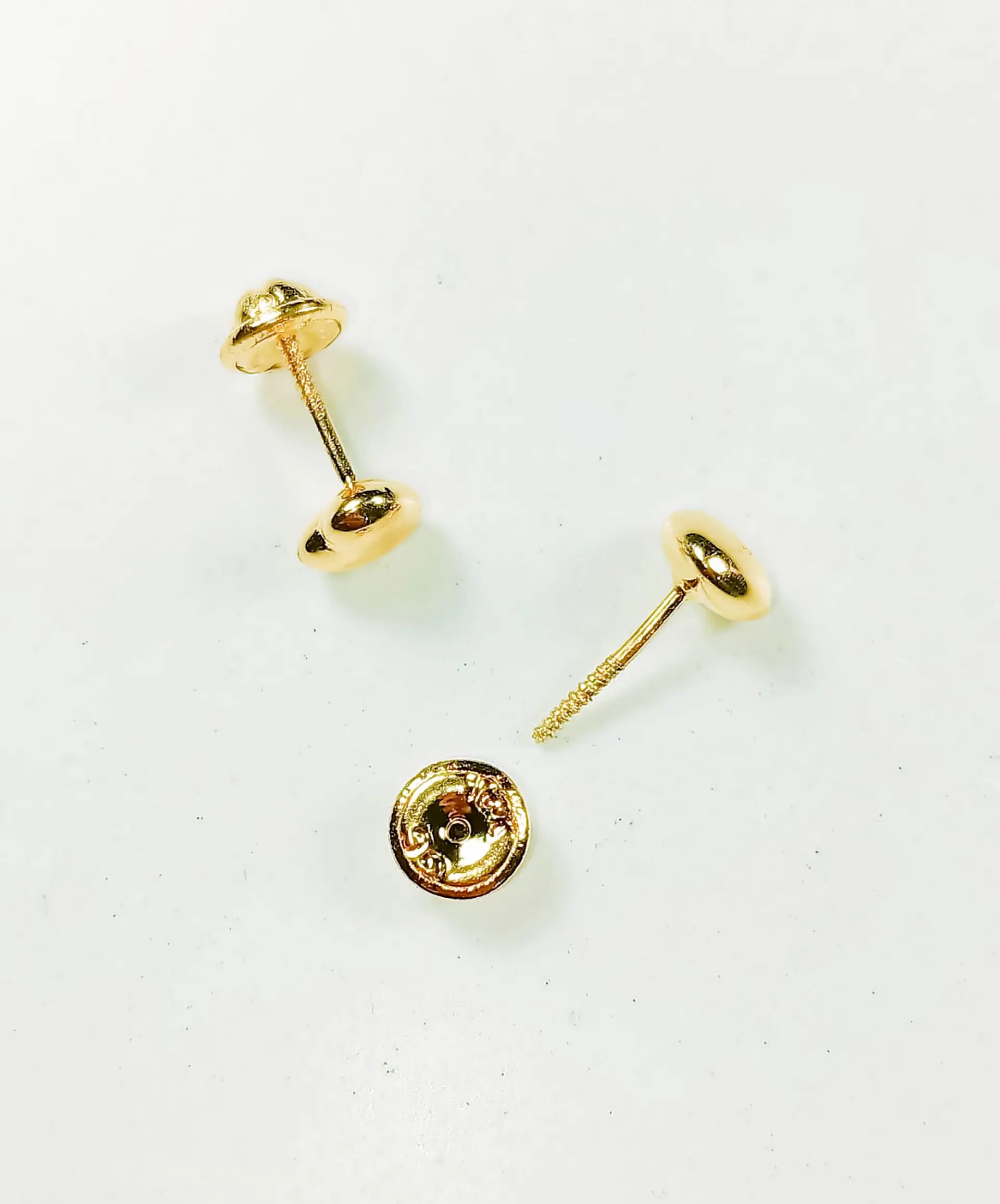 Aros piercing helix punto corazon tuerca oro 18k tapa seguridad bebe 8
