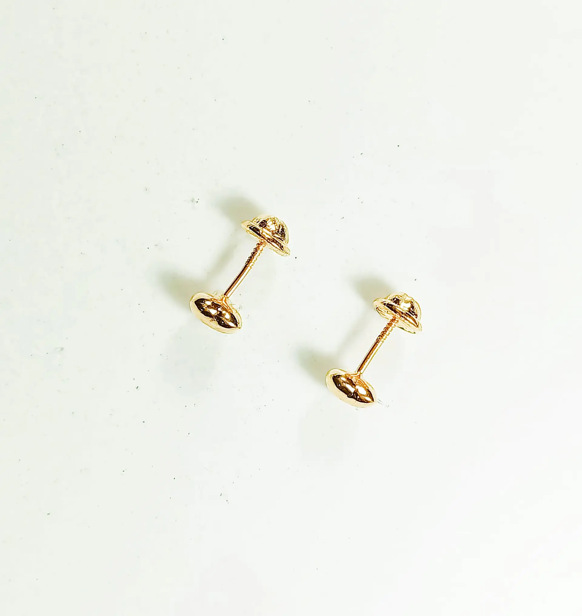 Aros piercing helix punto corazon tuerca oro 18k tapa seguridad bebe 9