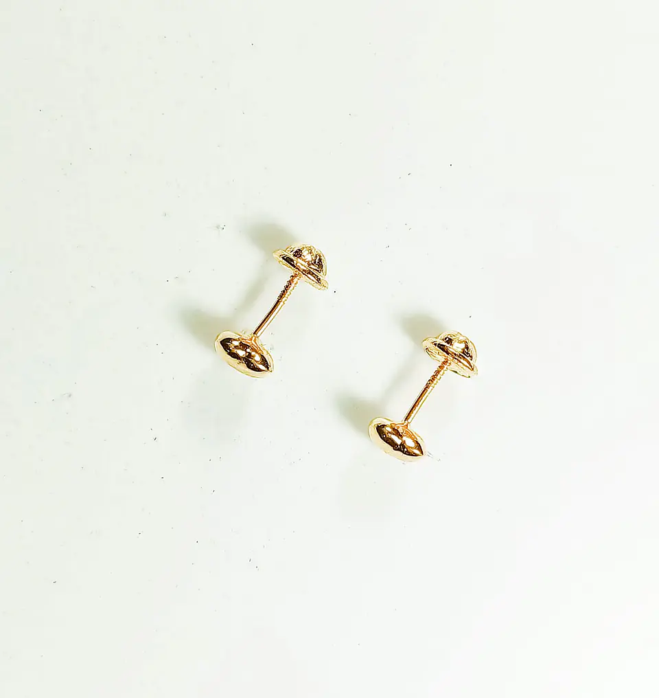 Aros piercing helix punto corazon tuerca oro 18k tapa seguridad bebe 9