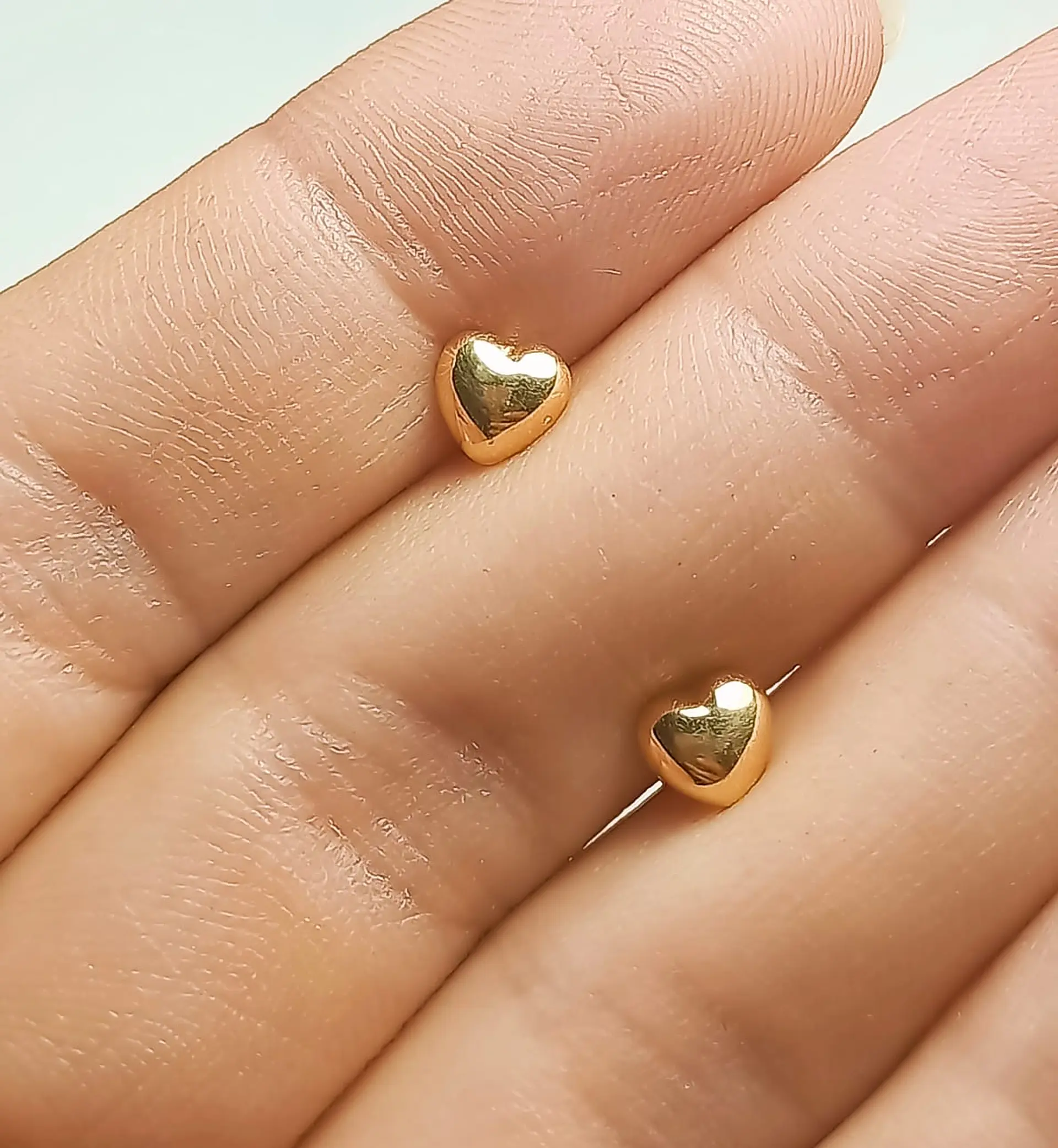 Aros piercing helix punto corazon tuerca oro 18k tapa seguridad bebe 10