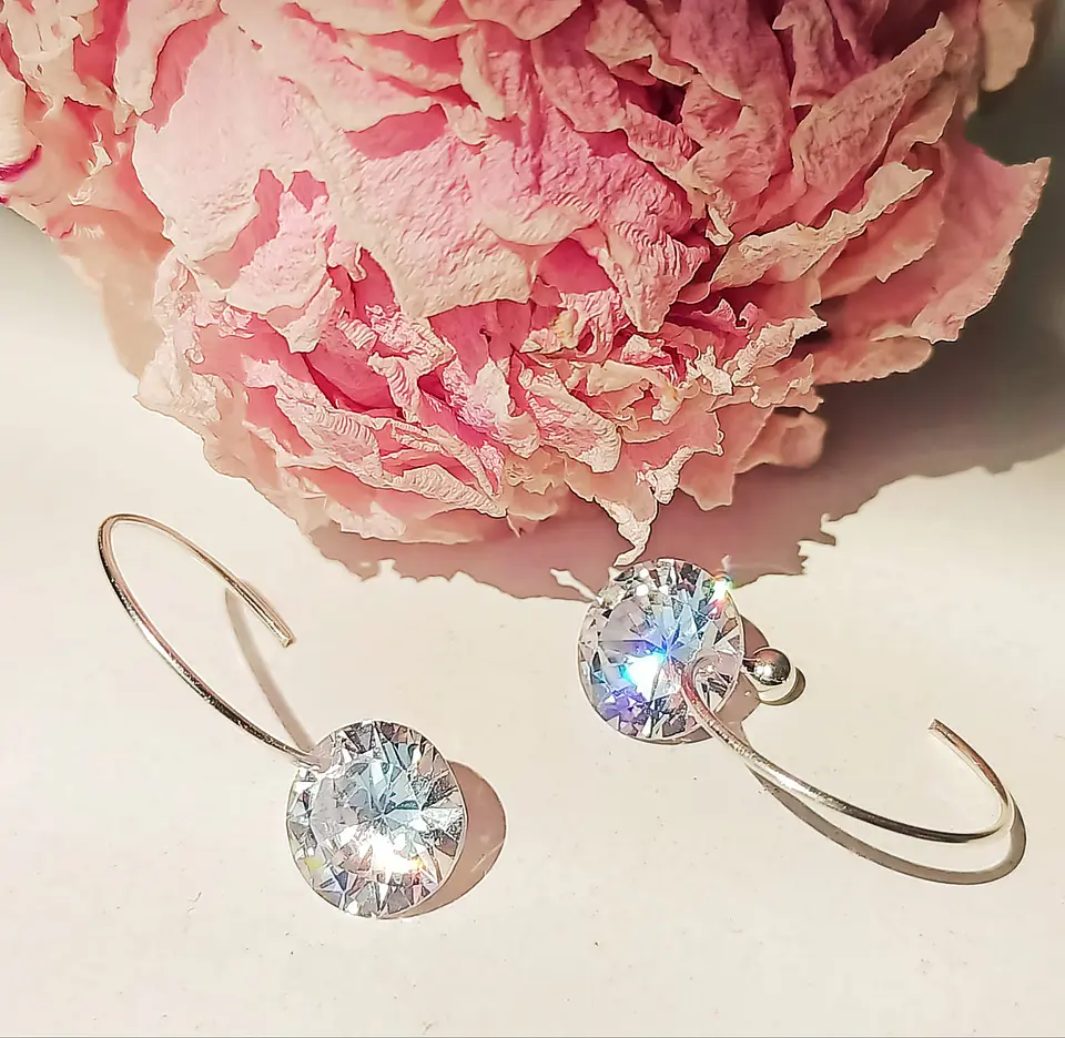 Argollas Punto De Luz Hoop Plata Fina ley S925 Zirconia 10mm 4
