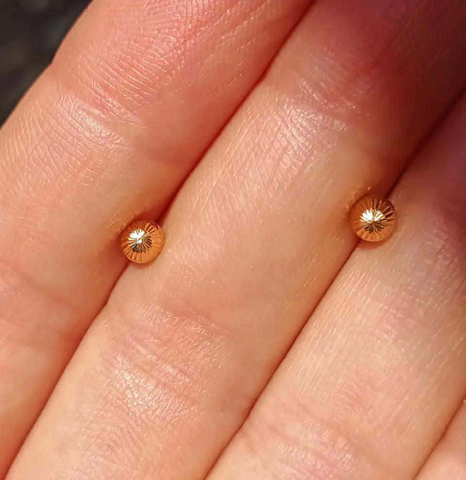 Aros Esfera Relieve Pendientes Tuerca Seguridad 4mm Oro 18k 4