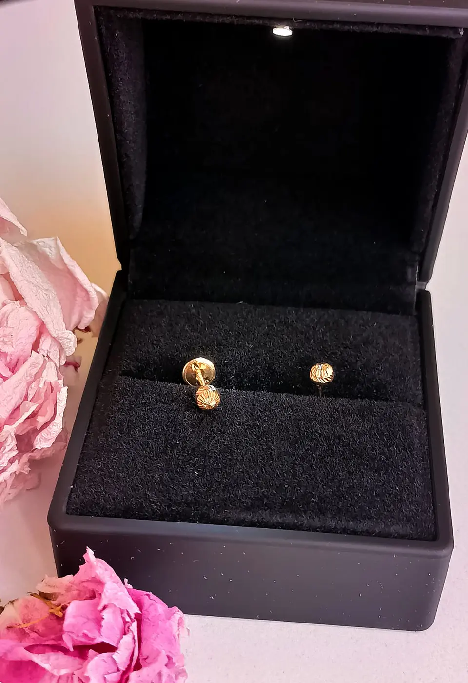 Aros Esfera Relieve Pendientes Tuerca Seguridad 4mm Oro 18k 3