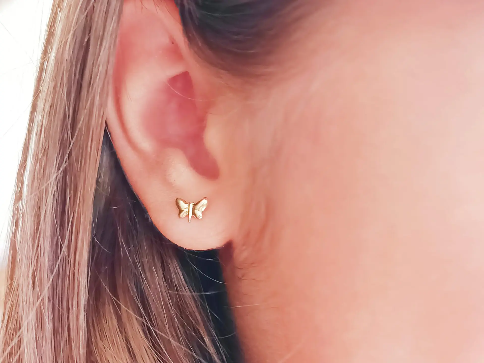 Aros Mariposa Pendientes Helix Tuerca Seguridad 5mm Oro solido 18k 9