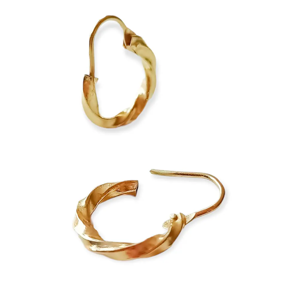 Argollas Huggies Pequeñas Decoradas Oro 18k 1