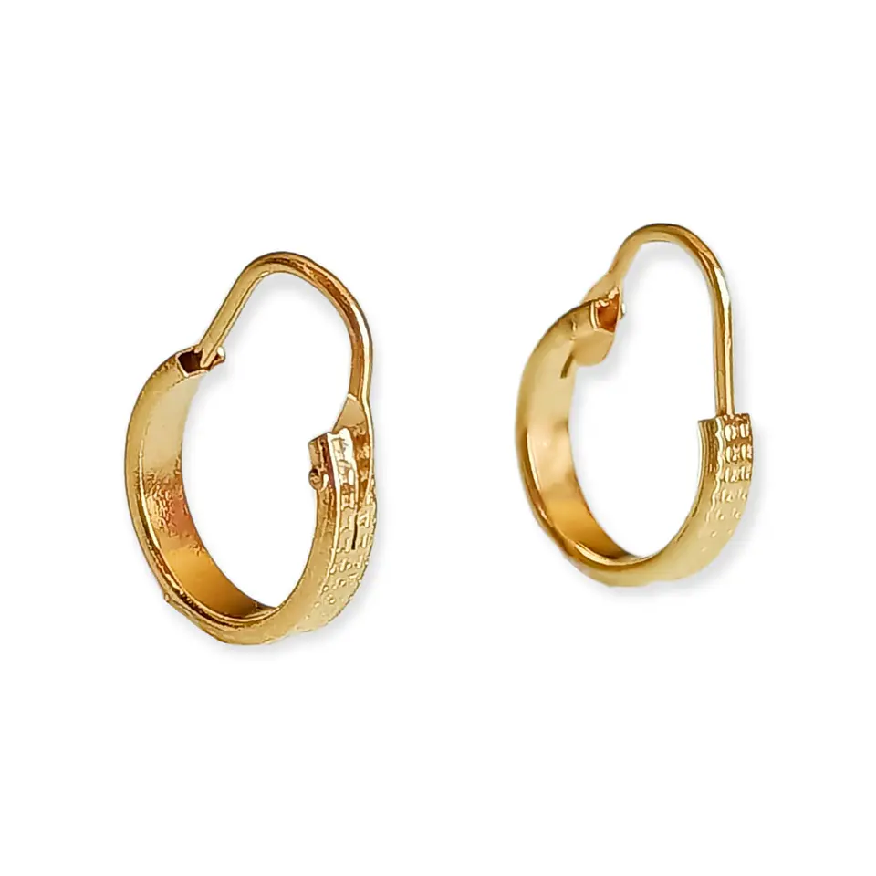 Argollas Huggies Pequeñas Relieve Oro 18k 1