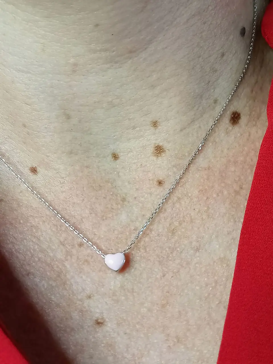 Colgante gargantilla Corazón Rosa Pastel plata fina ley S925 3