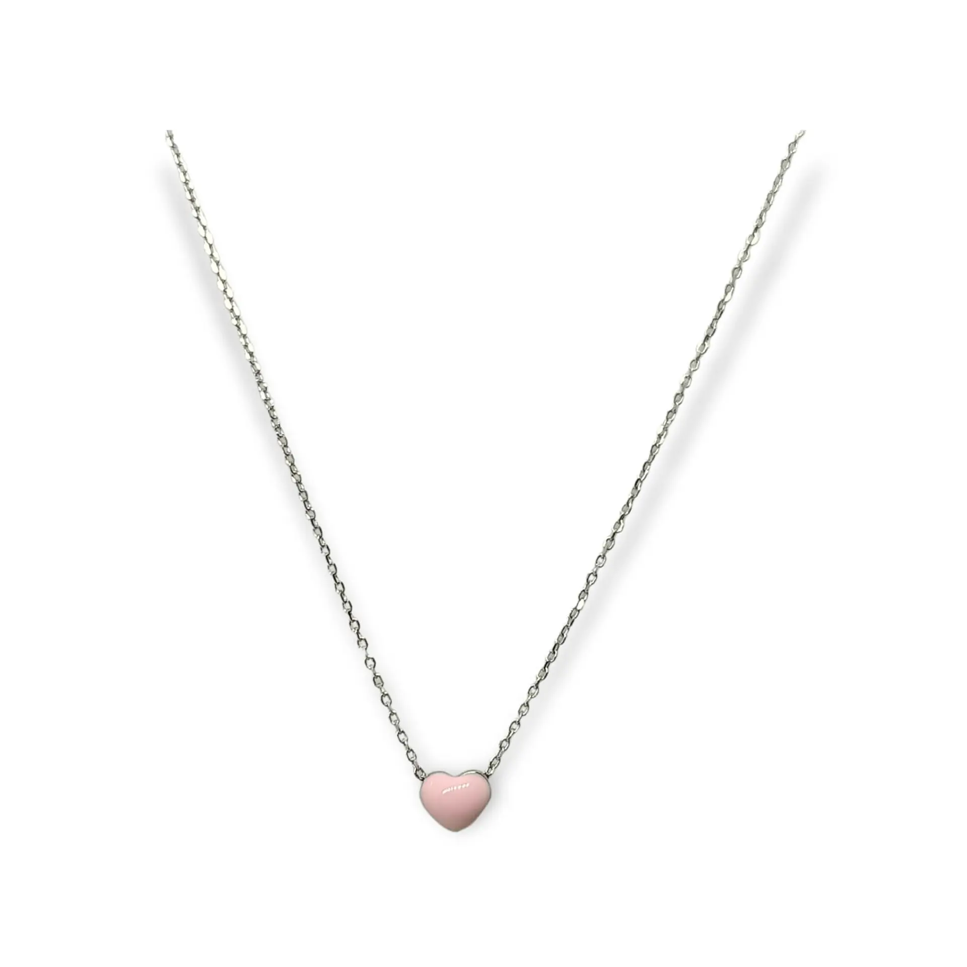 Colgante gargantilla Corazón Rosa Pastel plata fina ley S925 1