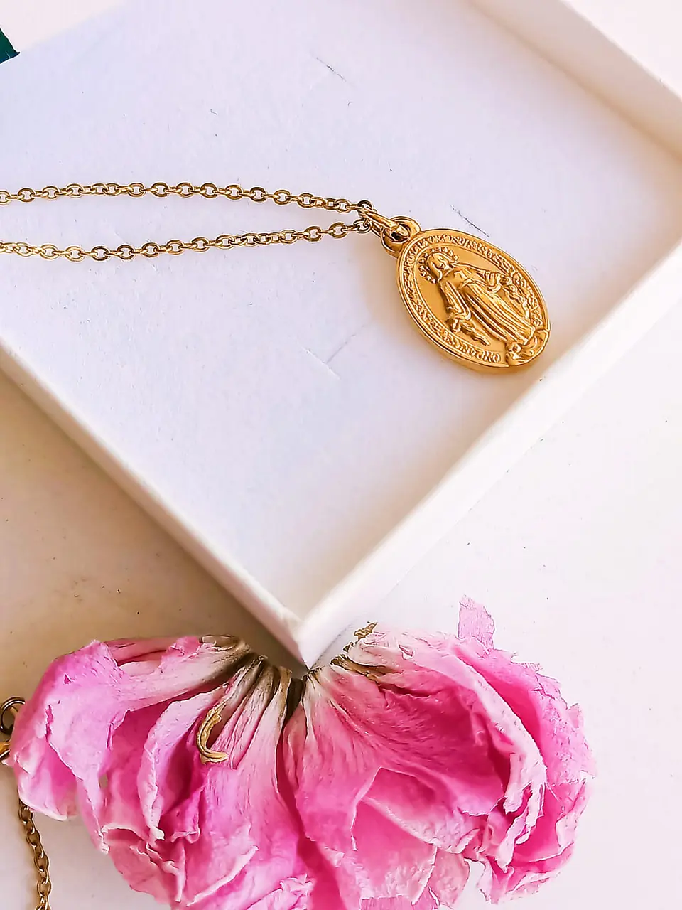 Colgante Virgen Milagrosa Maria De Los Rayos Chapada Oro 18k 6