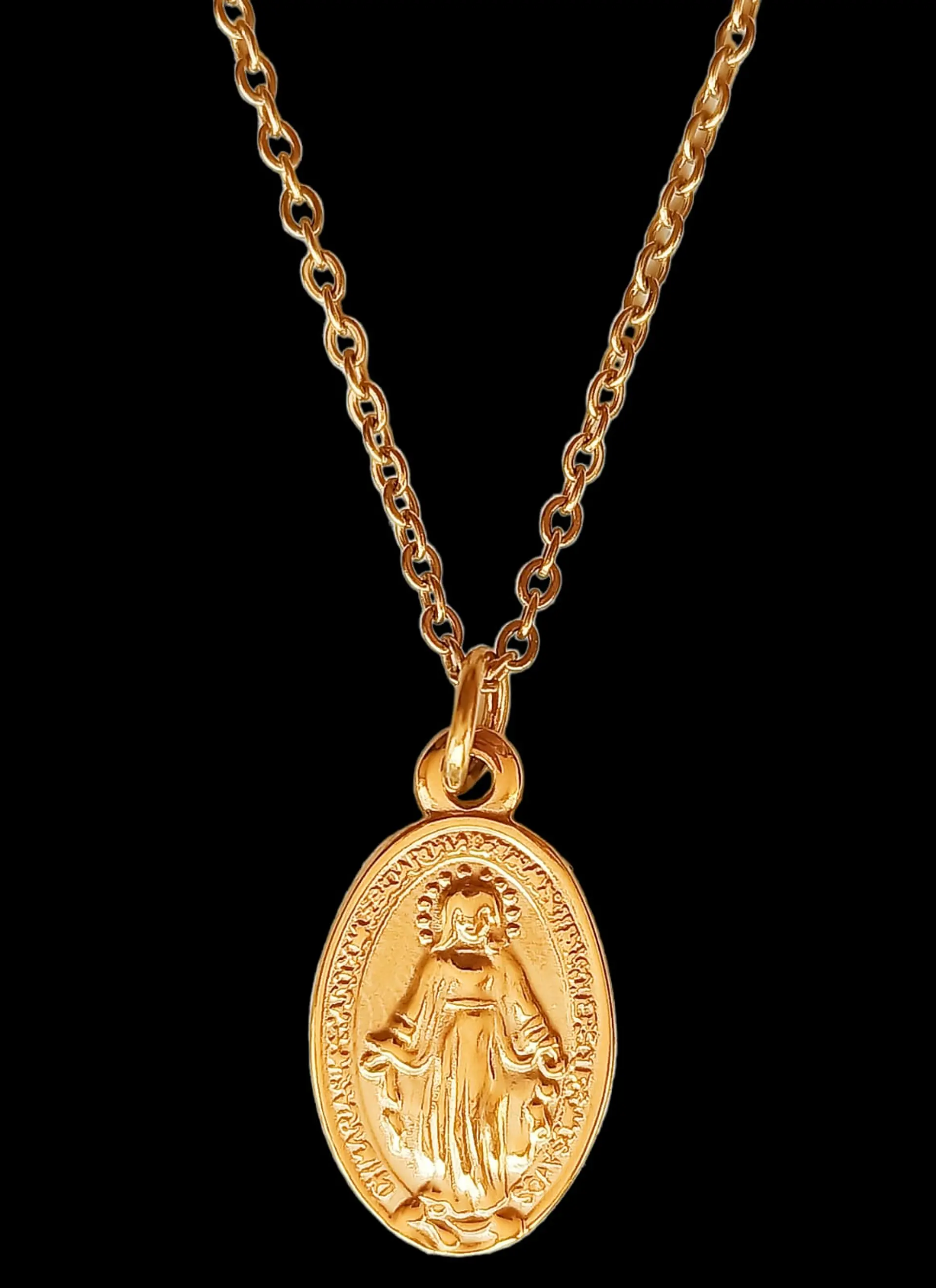 Colgante Virgen Milagrosa Maria De Los Rayos Chapada Oro 18k 8