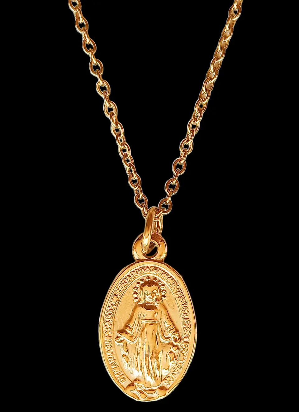 Colgante Virgen Milagrosa Maria De Los Rayos Chapada Oro 18k 8