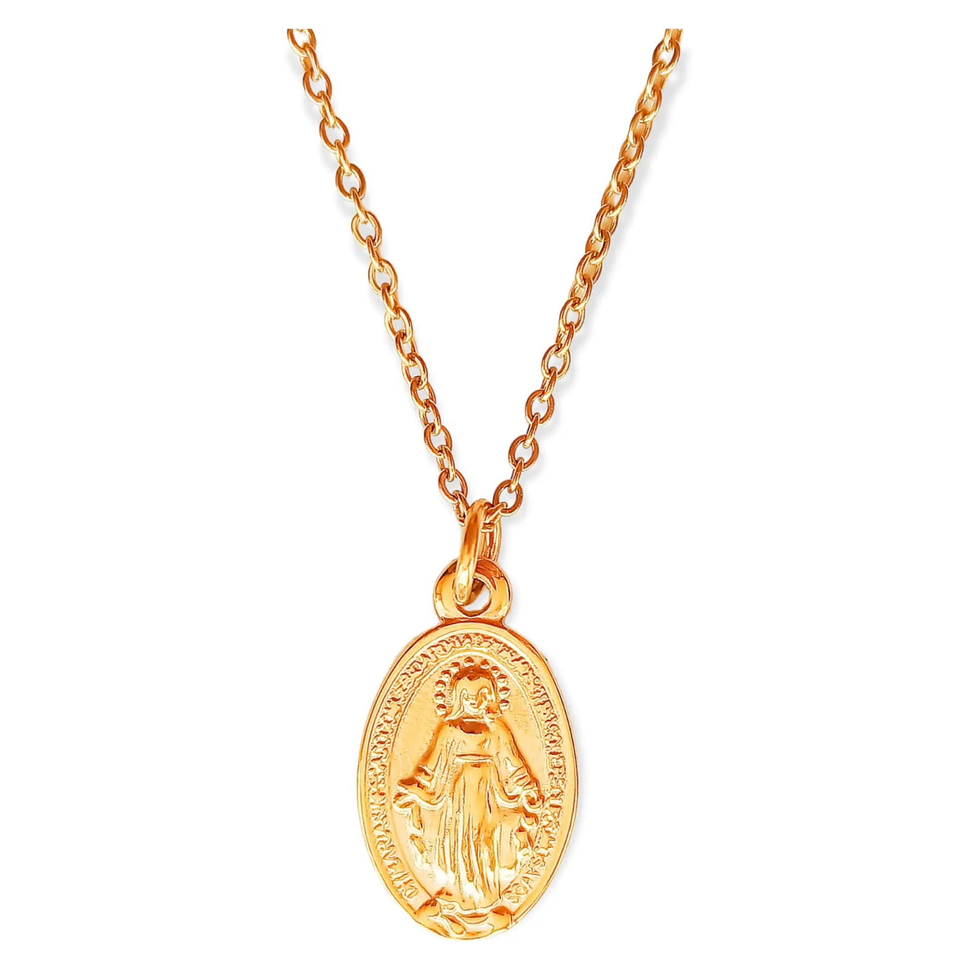 Colgante Virgen Milagrosa Maria De Los Rayos Chapada Oro 18k 1