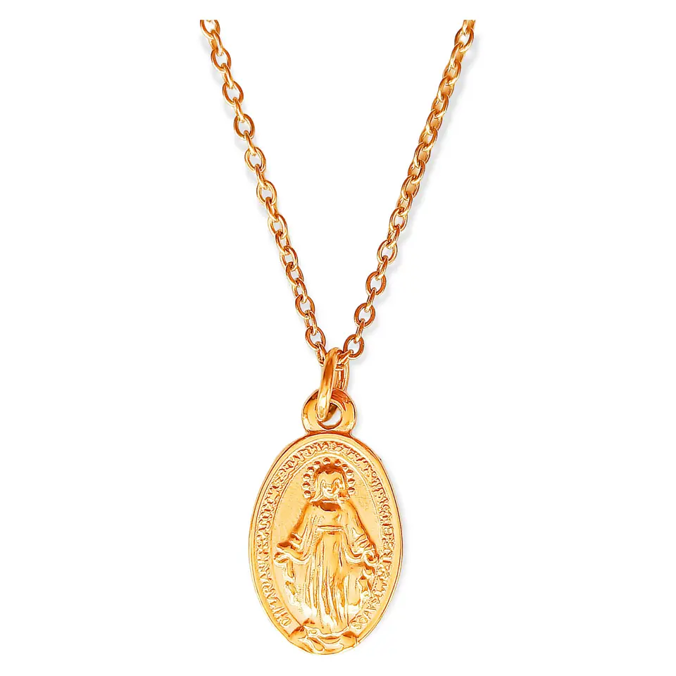 Colgante Virgen Milagrosa Maria De Los Rayos Chapada Oro 18k 1
