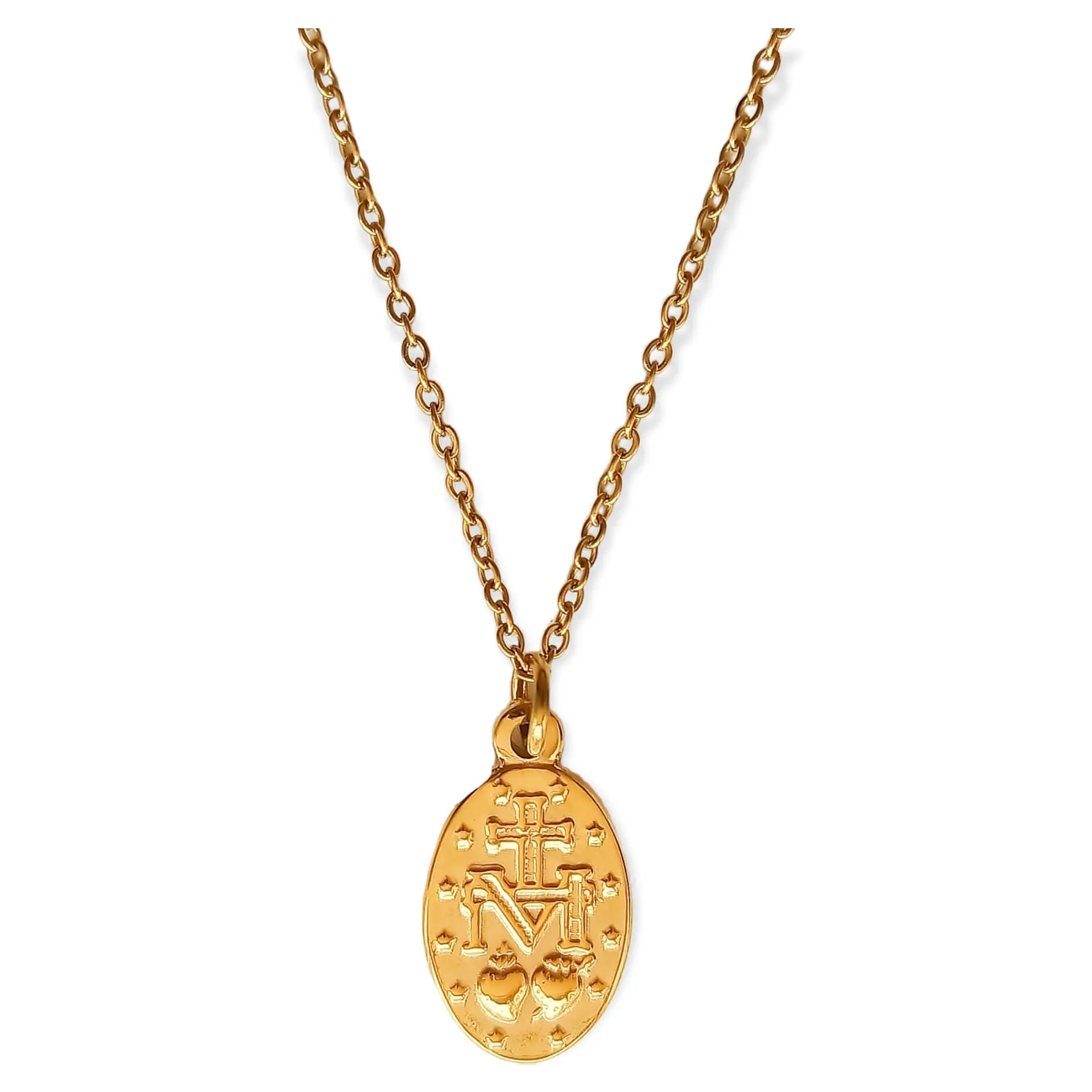 Colgante Virgen Milagrosa Maria De Los Rayos Chapada Oro 18k 9