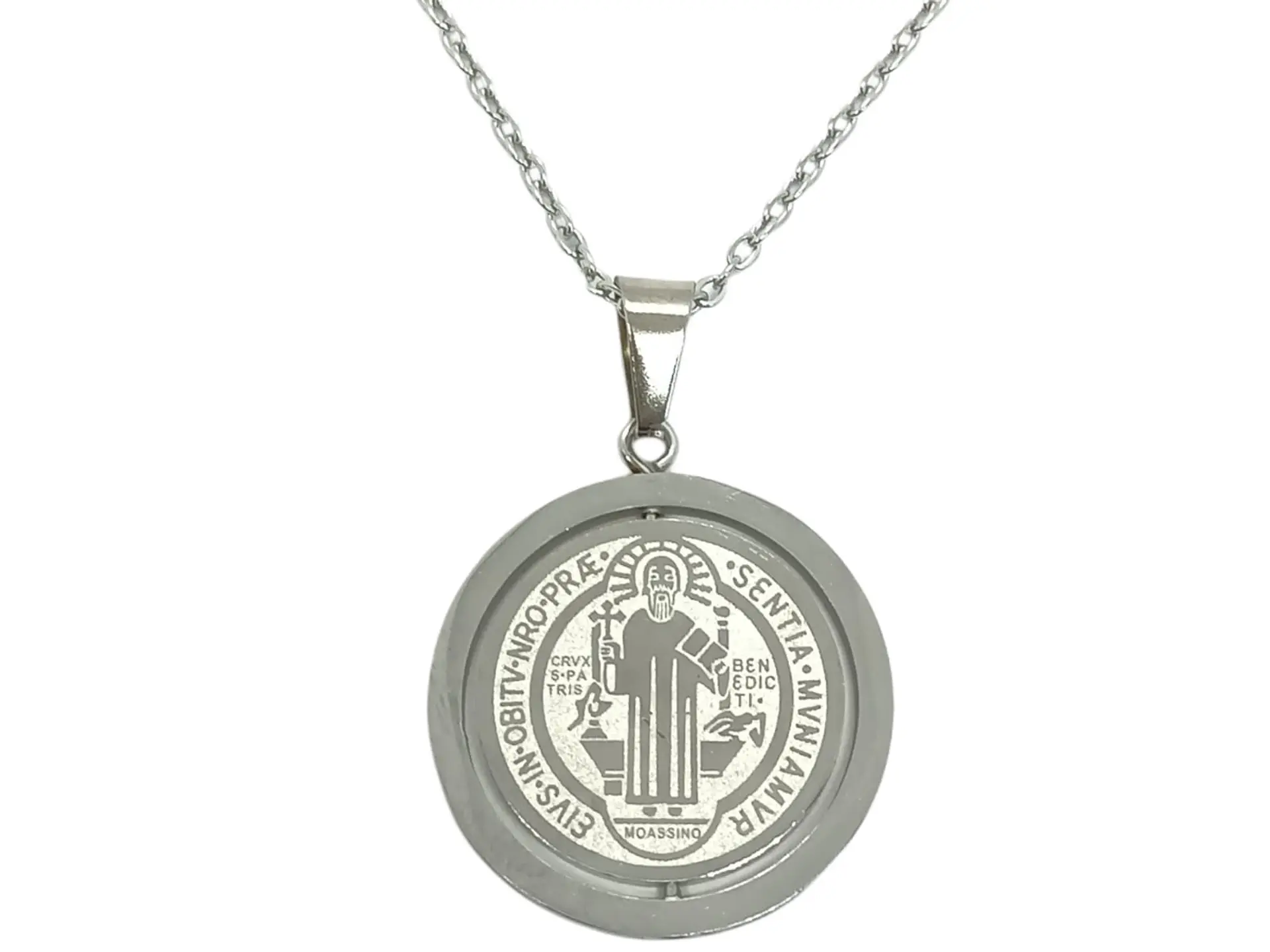 Colgante Medalla San Benito Giratorio Antiestrés hipoalergénico  1