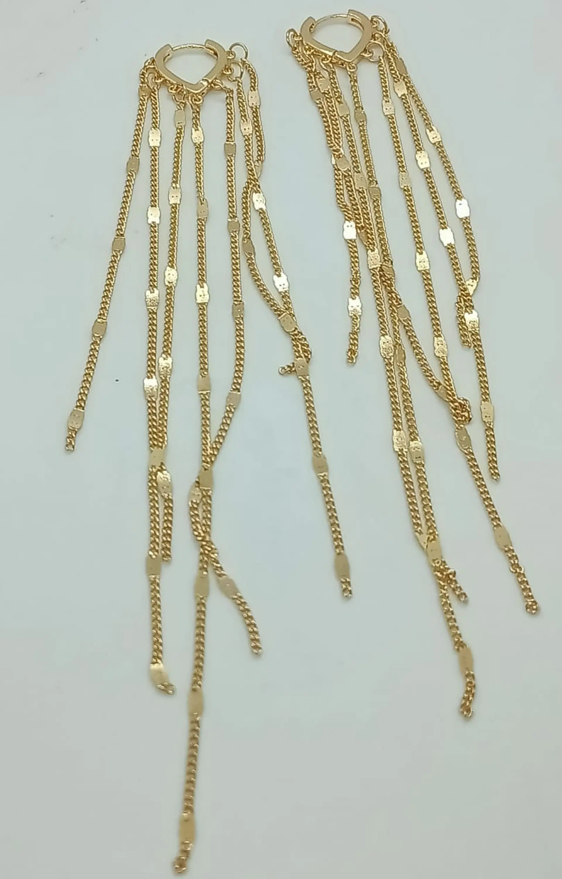 Pendientes Tipo Cascada Largos bañados en oro 14kl 4