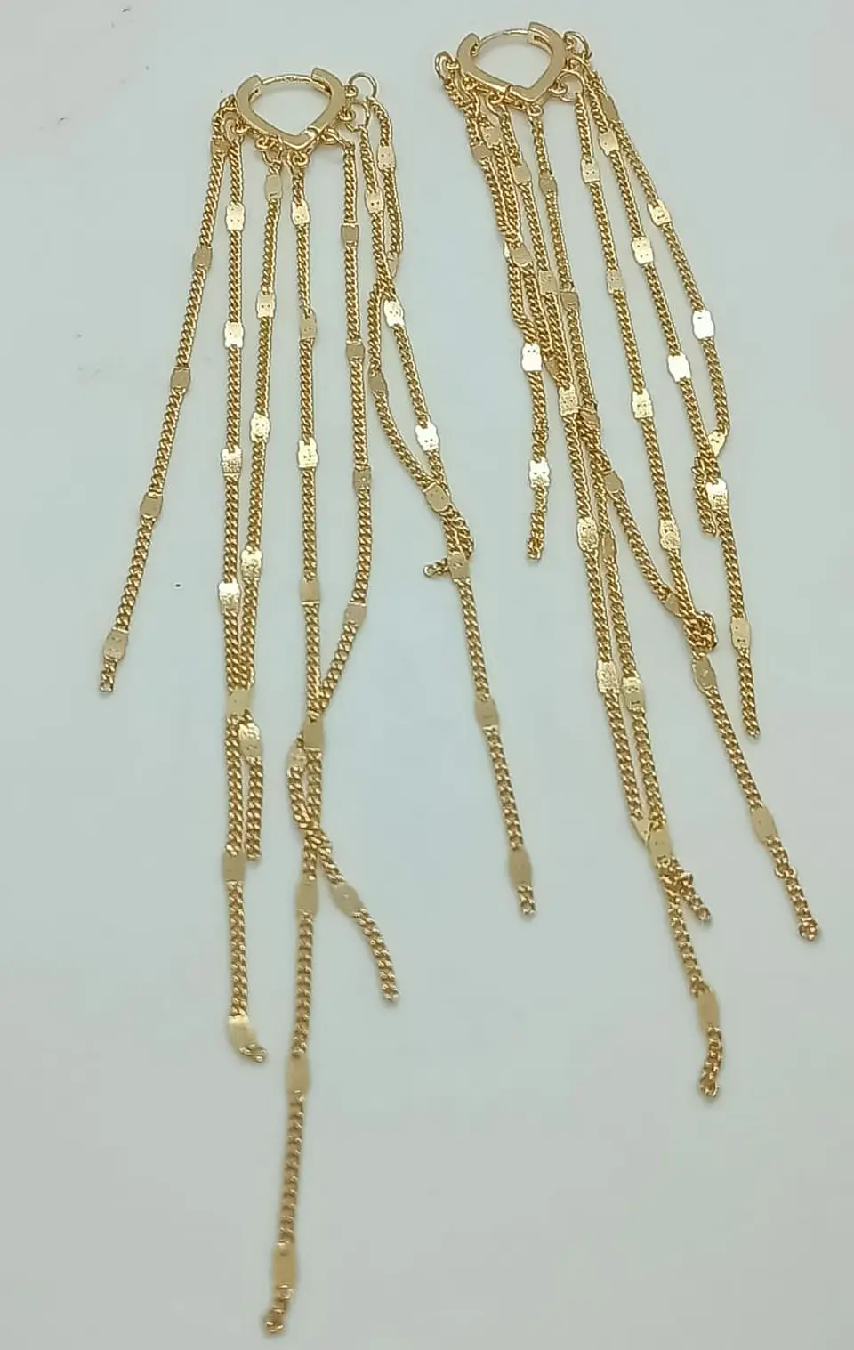 Pendientes Tipo Cascada Largos bañados en oro 14kl 4