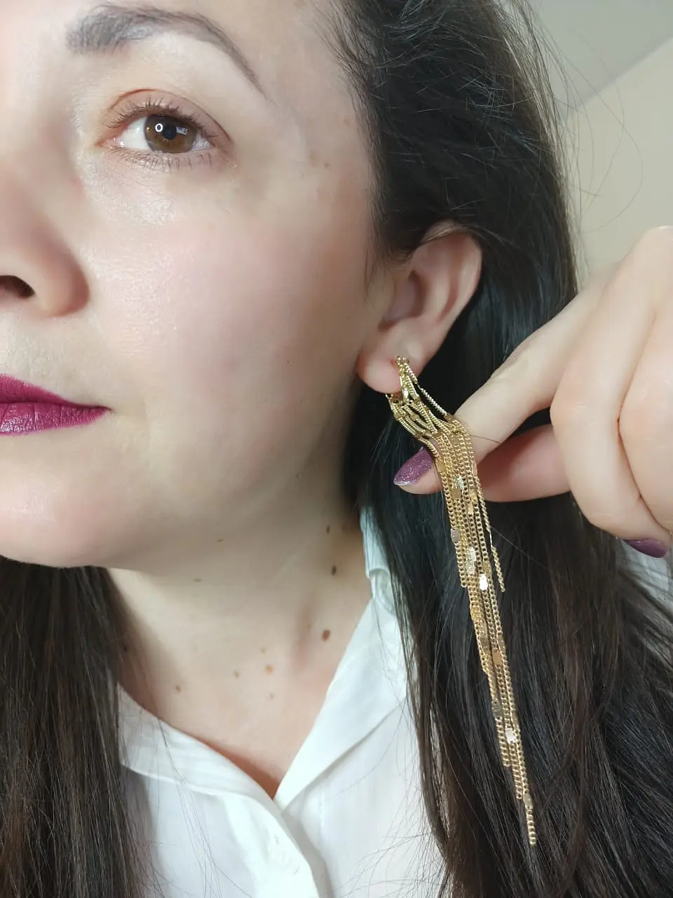 Pendientes Tipo Cascada Largos bañados en oro 14kl 2