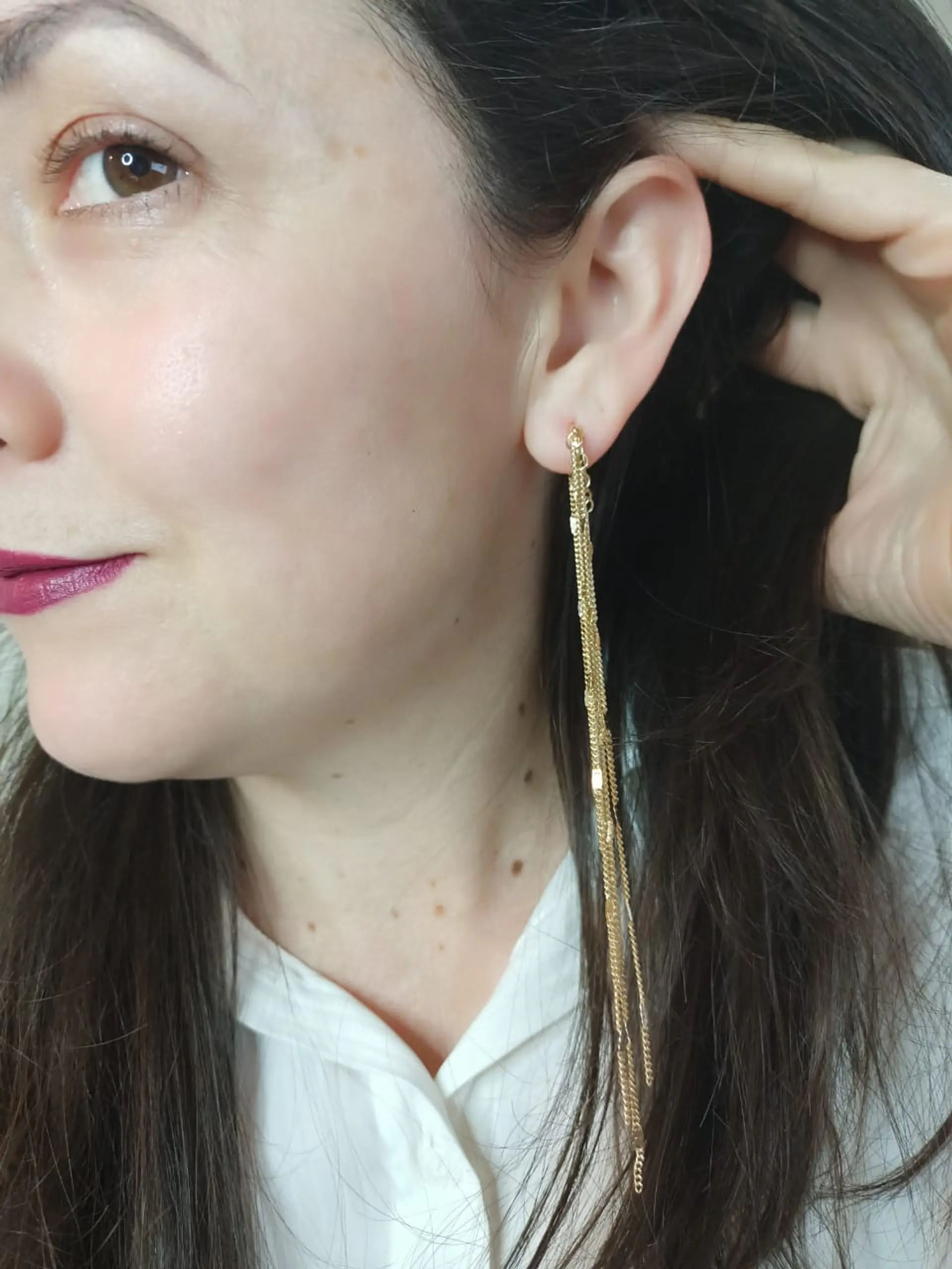Pendientes Tipo Cascada Largos bañados en oro 14kl 5