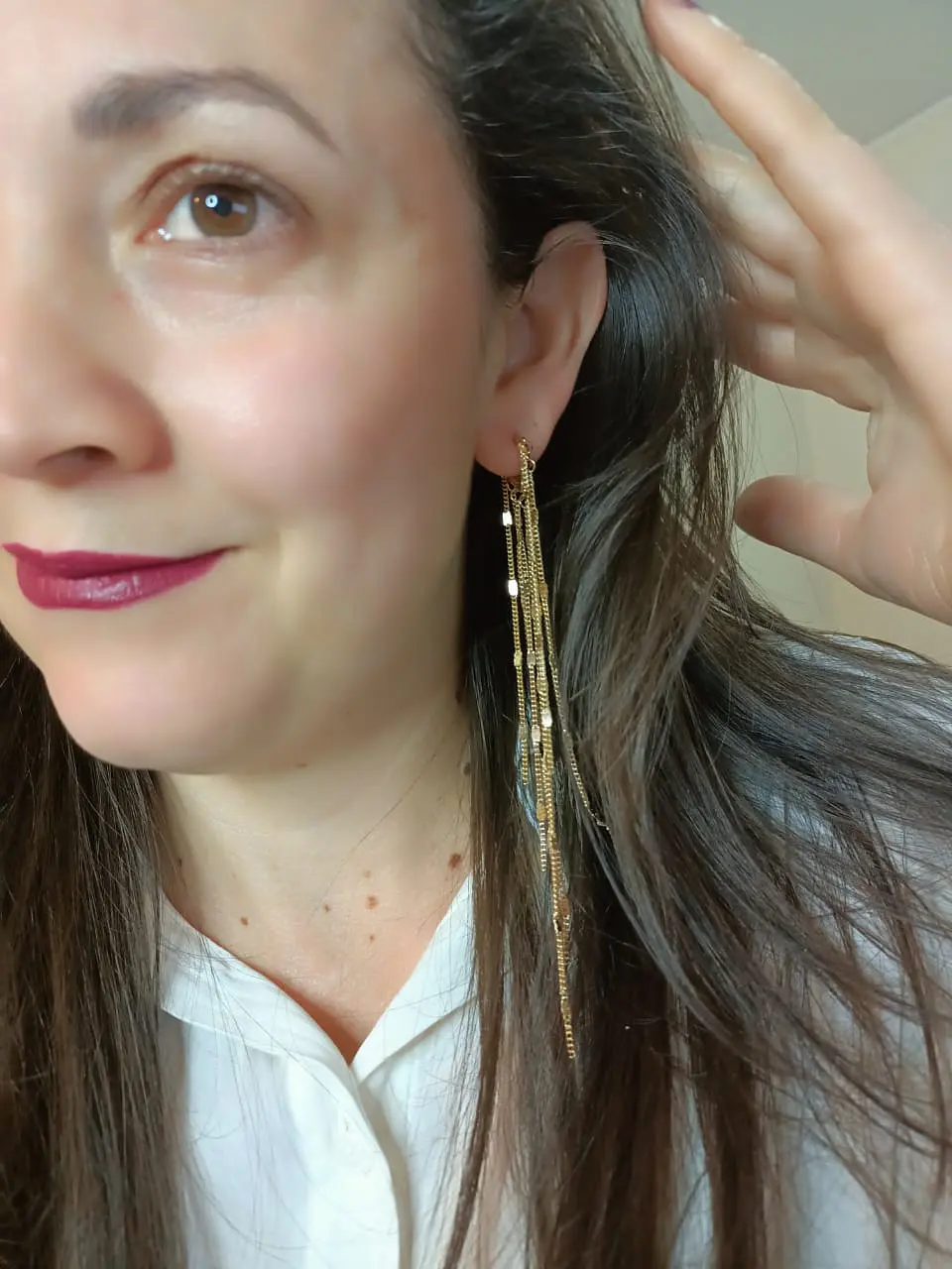 Pendientes Tipo Cascada Largos bañados en oro 14kl 8