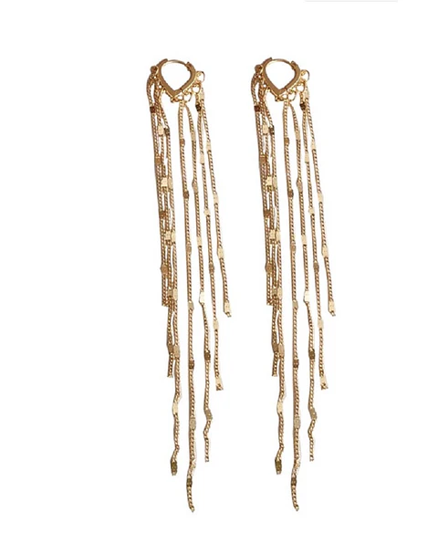 Pendientes Tipo Cascada Largos bañados en oro 14kl