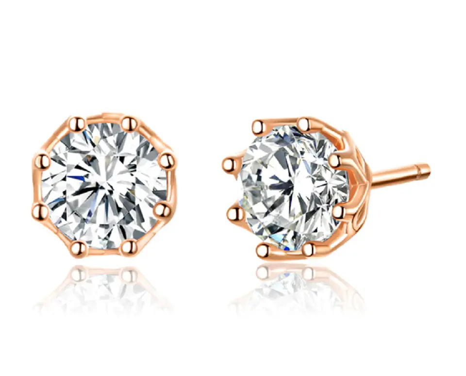Aros Puntos de Luz Plata fina ley S925 baño de oro rosa 18k 1