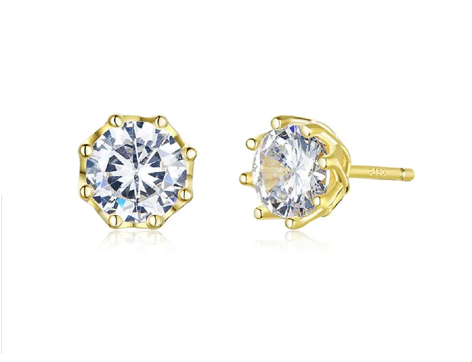 Aros Puntos de Luz Plata fina ley S925 baño de oro 18k 1