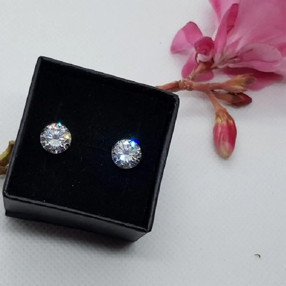 Aros Puntos de Luz En Plata 925 Zirconia 7mm 2