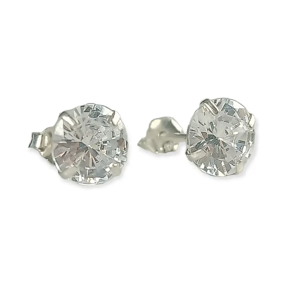 Aros Puntos de Luz En Plata 925 Zirconia 7mm 4