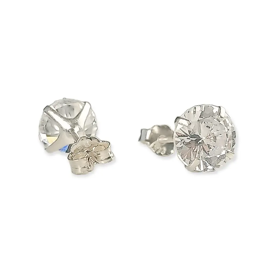 Aros Puntos de Luz En Plata 925 Zirconia 7mm 7