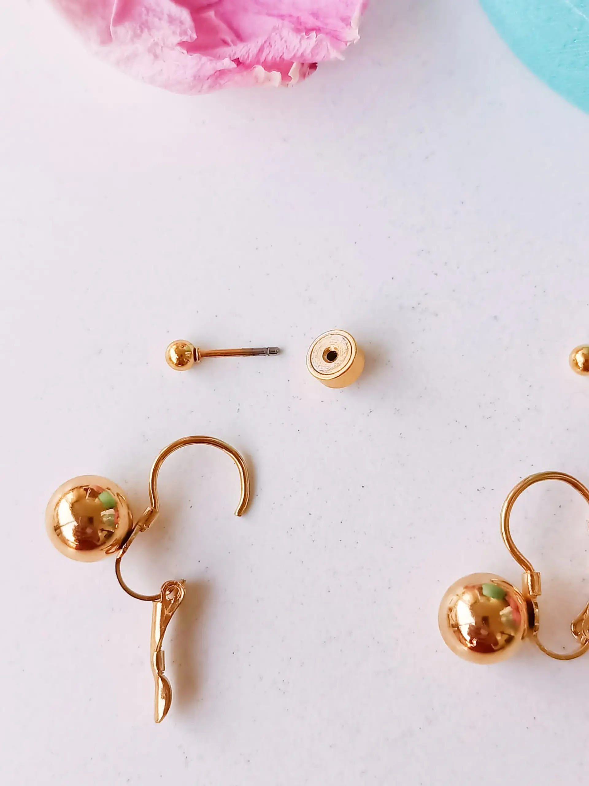 Pack Aros Abridor Argollas Huggies esfera chapada en oro 18k 5