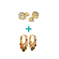 Pack Aros Punto De Luz Argollas Huggies Plata Bañado Oro 18k - Miniatura 1