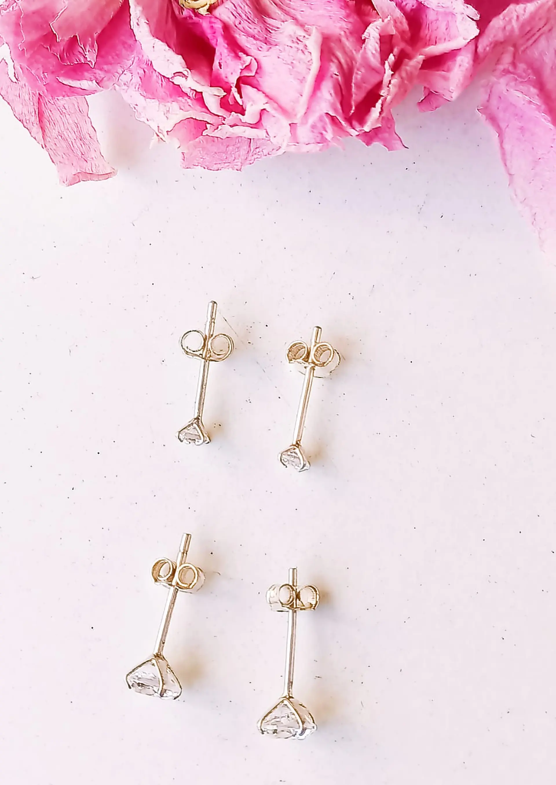 Set Aros Conjunto Punto De Luz Zirconia Plata Fina 3mm 5mm 4