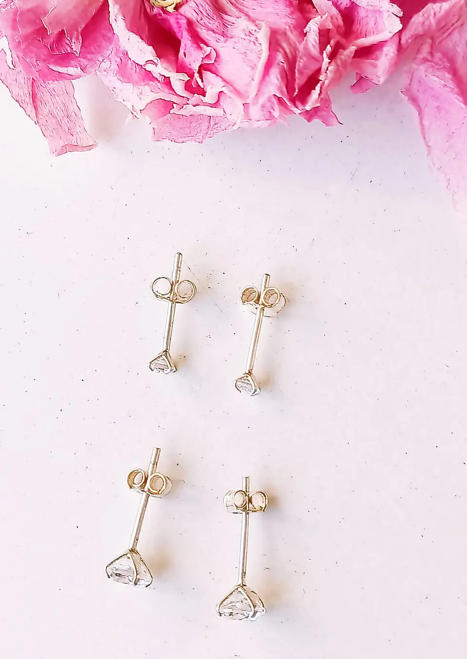 Set Aros Conjunto Punto De Luz Zirconia Plata Fina 3mm 5mm 4