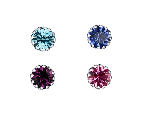 Pendientes Colores puntos De luz 5mm Plata fina ley S925