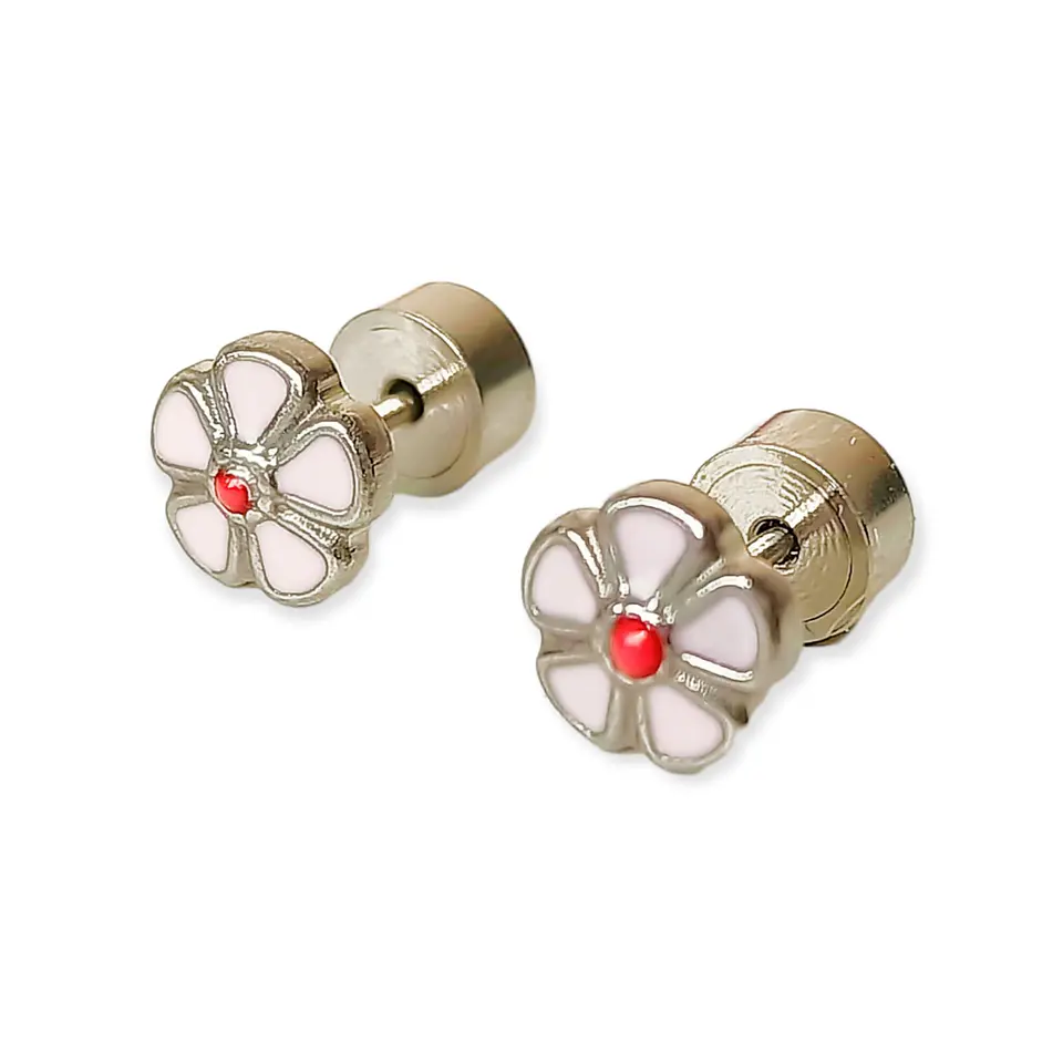 Aros Abridores Presión Flor Hipoalergenica Pendientes Bebe 1