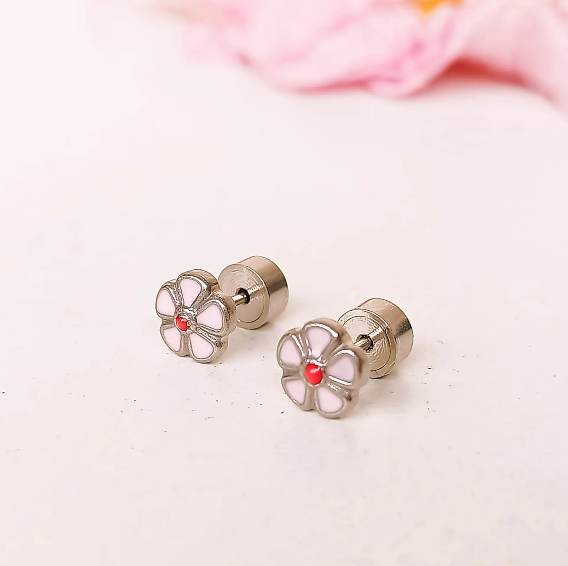 Aros Abridores Presión Flor Hipoalergenica Pendientes Bebe 6