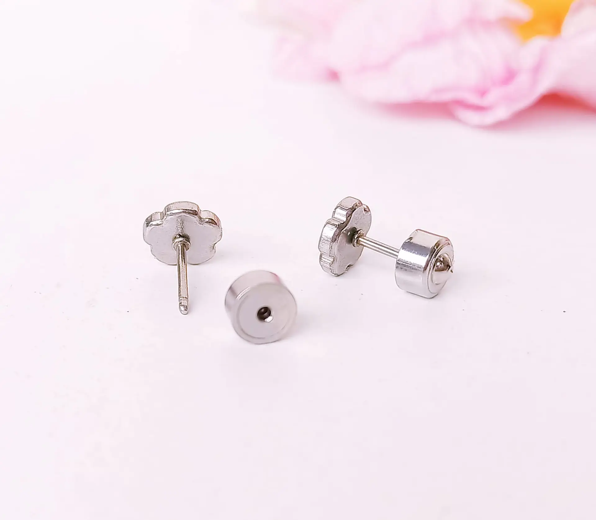 Aros Abridores Presión Flor Hipoalergenica Pendientes Bebe 4