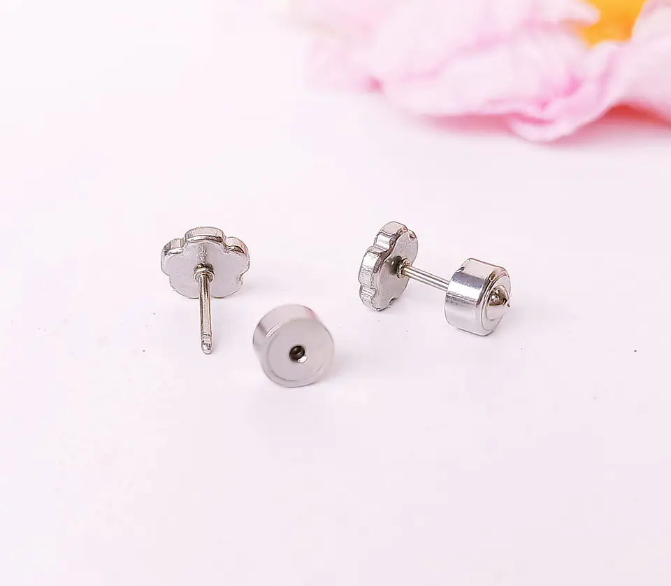 Aros Abridores Presión Flor Hipoalergenica Pendientes Bebe 4