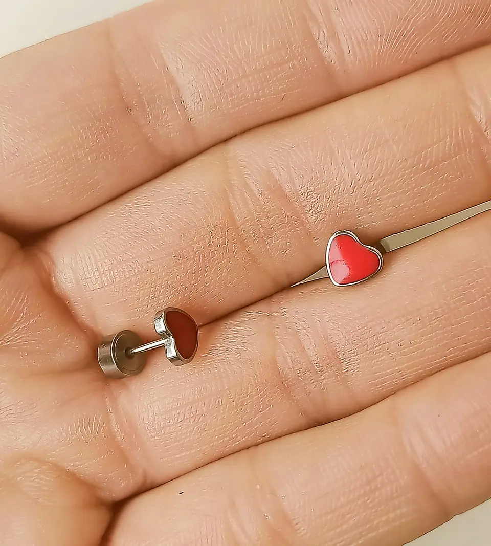 Aros Abridores Presión Corazón Rojo Hipoalergenicos  5