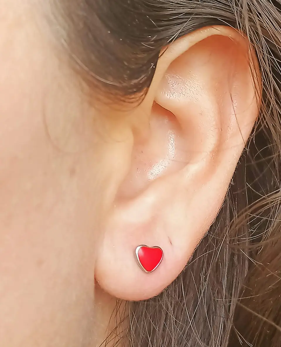 Aros Abridores Presión Corazón Rojo Hipoalergenicos  8